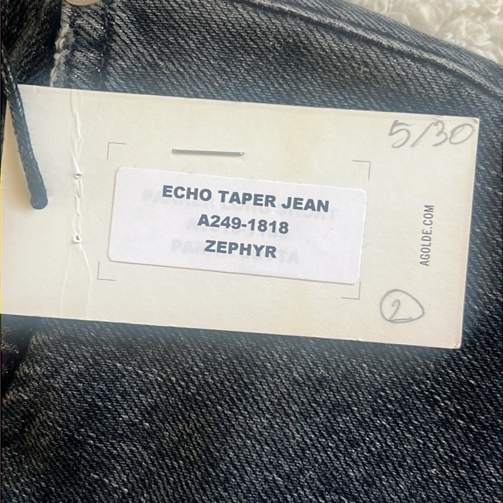 Agolde Echo‎ Taper Jean Flip Waistband Zephyr Wash Black Size 27 NWT - Picture 9 of 13